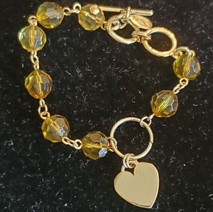 Cookie Lee goldtone yellow/green toggle bracelet